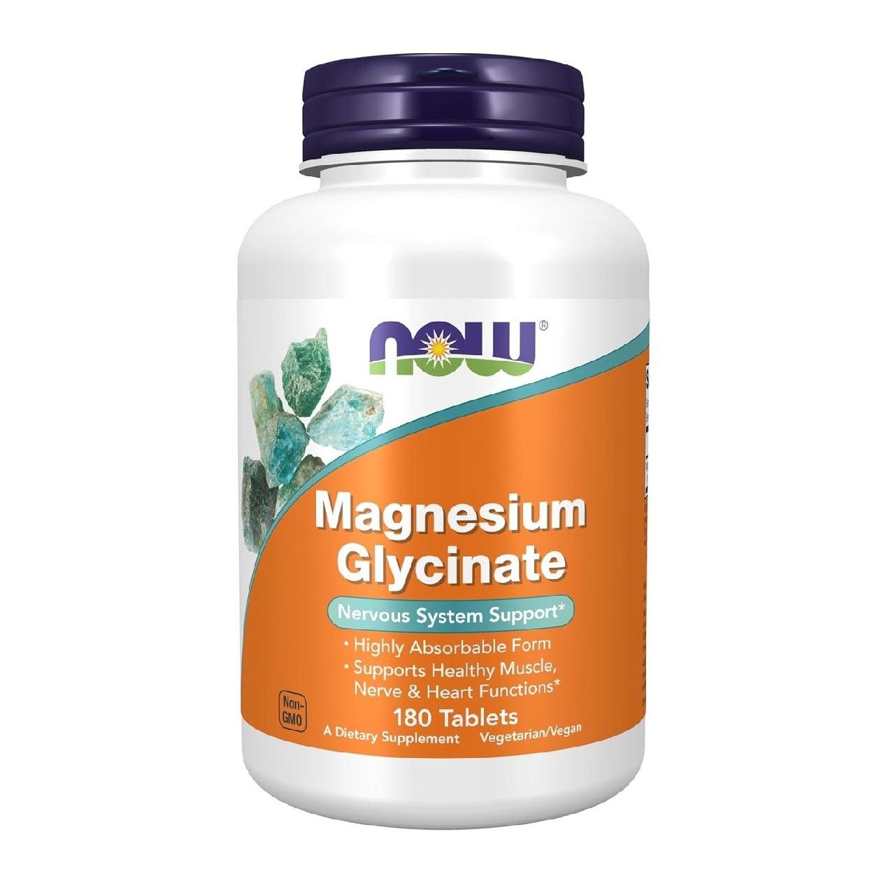 NOW Supplements, Глицинат магния 100 мг, хорошо усваиваемая форма, 180