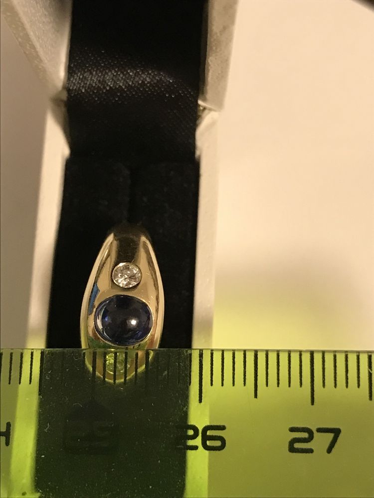 Vand aur 14k, inel diamante si safir carbochon