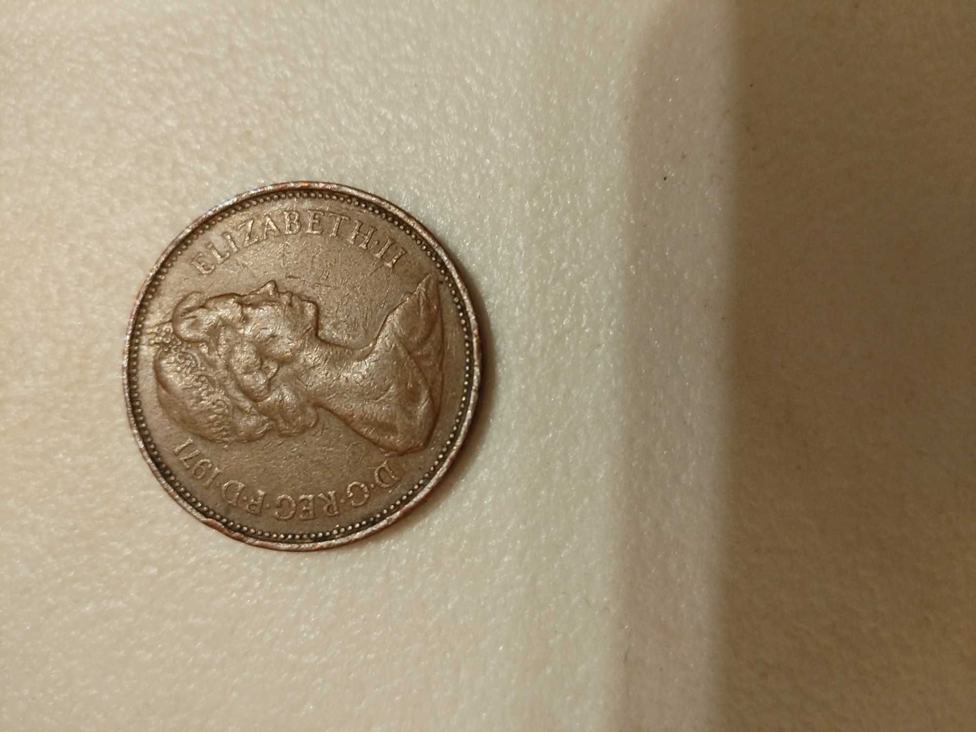Английски Пенс, New Pence от 1971г, Много Рядка, Ценна Монета,Огр.Брой