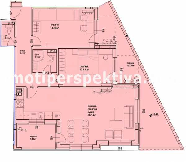 реф.16102 Две спални, 33 кв.м. хол, АКТ16-Гребна база!