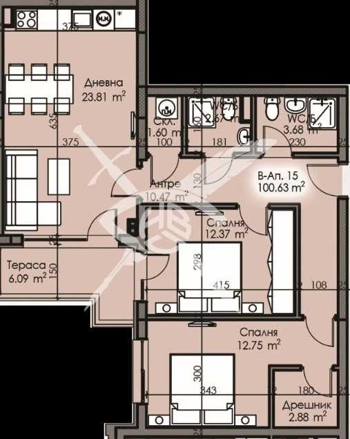 Продава се Тристаен апартамент в Бургас, Изгрев - 100 кв.м за 1208 €/кв.м - Снимка #1