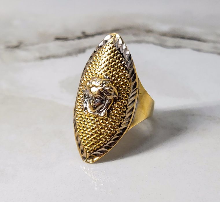 Inel din aur galben și alb de 14K, model „ventuză”