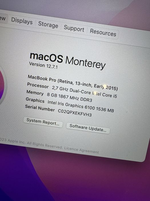 Macbook pro retina display 2015 cu bateria defecta