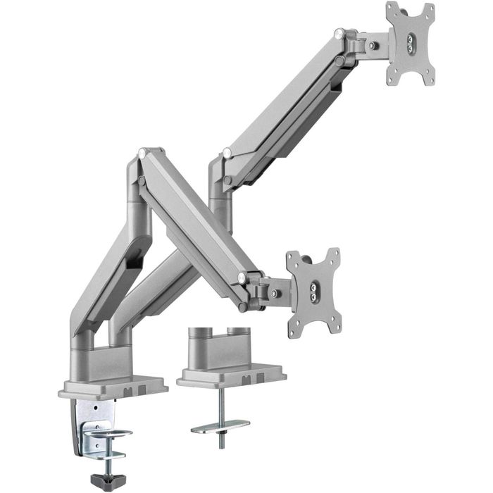 Suport birou 2 monitoare A+ SMLC24,gas spring,17''-32'', Argintiu