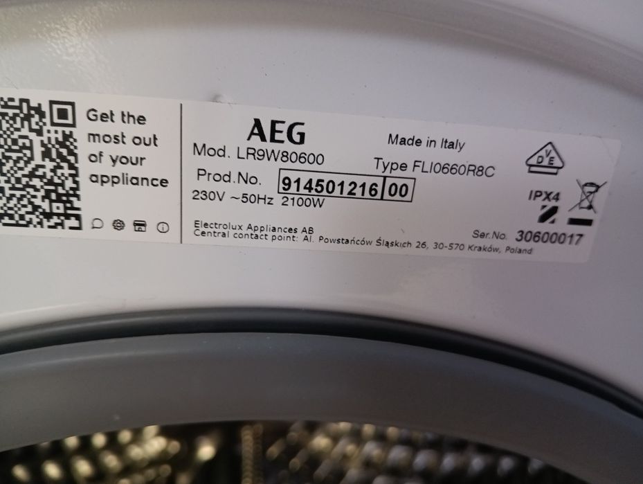 Пералня Аег Aeg Series 9000 WI-FI  Made in Itali 10кг 2години гаранция
