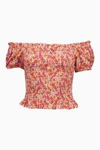 Флорална блузка с голи рамене