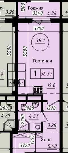 Юнусабад. р-н САМПи Новостройка коробка 27,7 м2  19400 у.е.