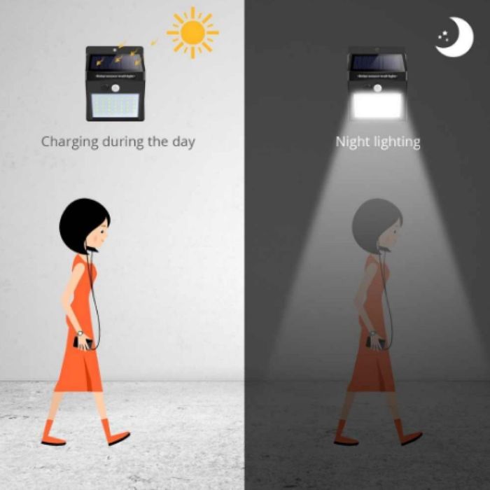 Соларна лампа 600lm Сензор за движение