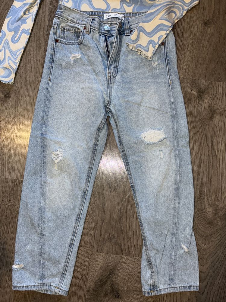 Лот дънки Zara и блуза H&M рр 134см