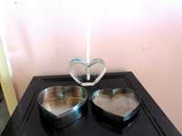 Прекрасна Ваза- Свещник - Сърце-Valery Silver Glass