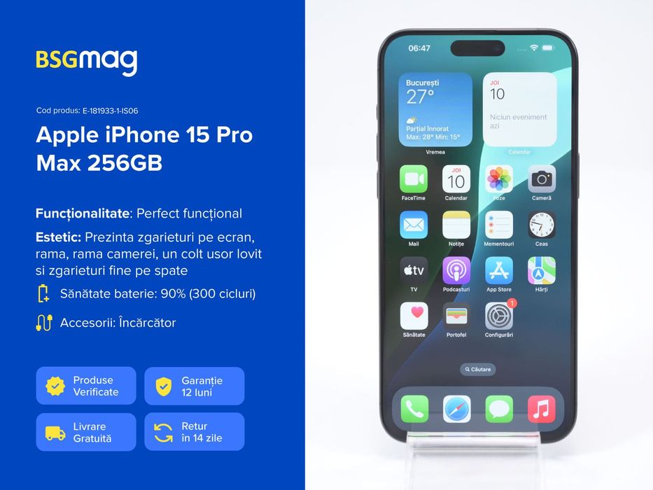 Telefon Apple iPhone 15 Pro Max 256GB - BSGmag