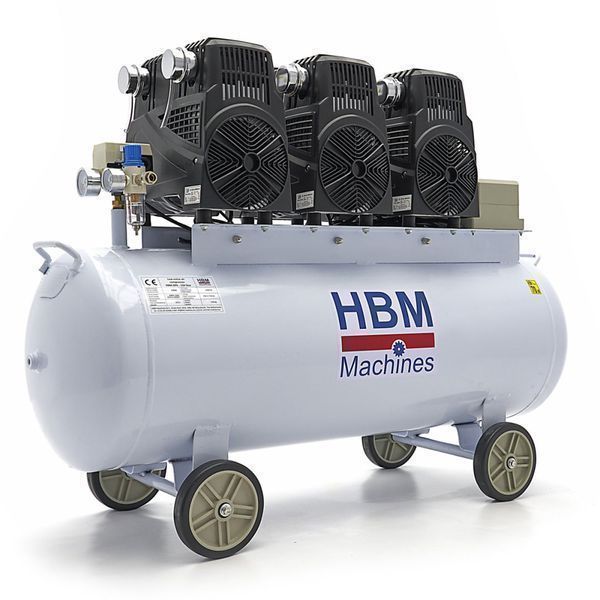 Безшумен компресор с нисък шум и без масло 150 л hbm