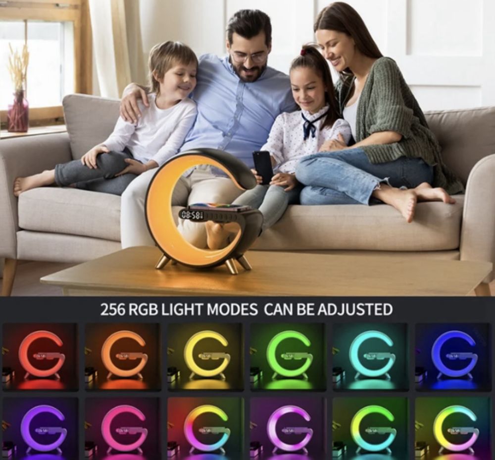 Ceas lampa RGB cu Bluetooth si incarcator rapid wireless