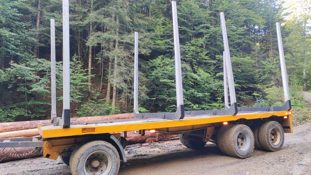 Vând urgent remorcă forestieră 3 axe, racoante aluminiu alucar