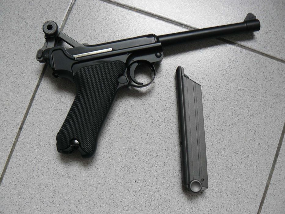 Pistol Airsoft P08 Luger WE Green Gas Full Metal BlowBack Nou In Cutie