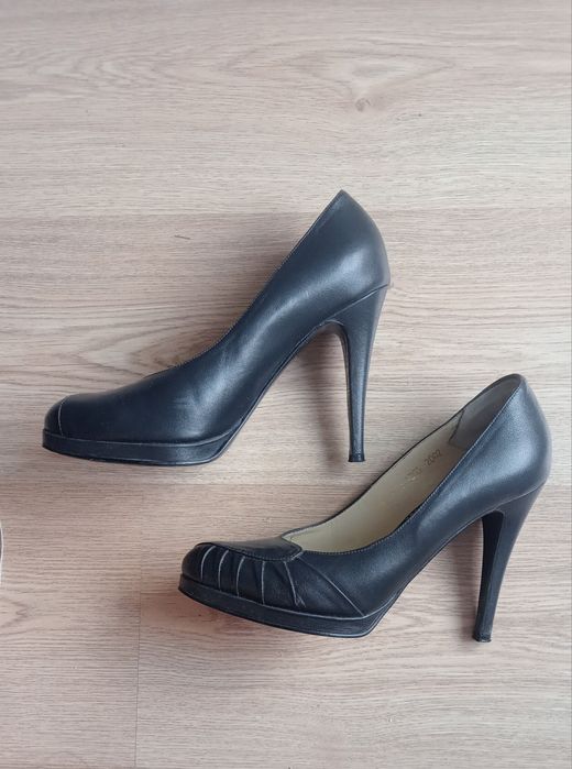 Pantofi eleganti de dama Guban piele naturala gri inchis tocuri inalte