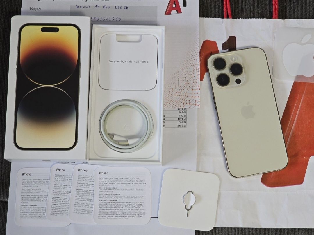 КАТО НОВ 256GB iPhone 14 Pro A1 Гаранция 2025г. GOLD / Златен