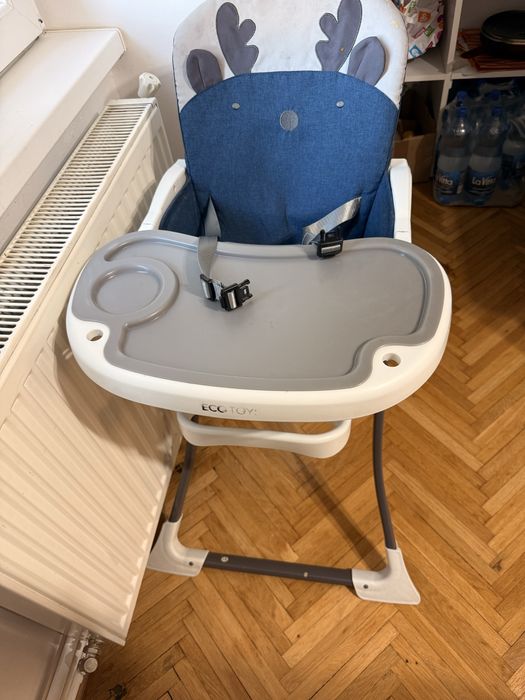 Scaun de masa copii albastru pliabil Ecotoys