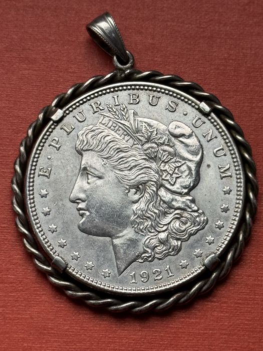 medalion pandantiv morgan dolar argint 1921 USA America $