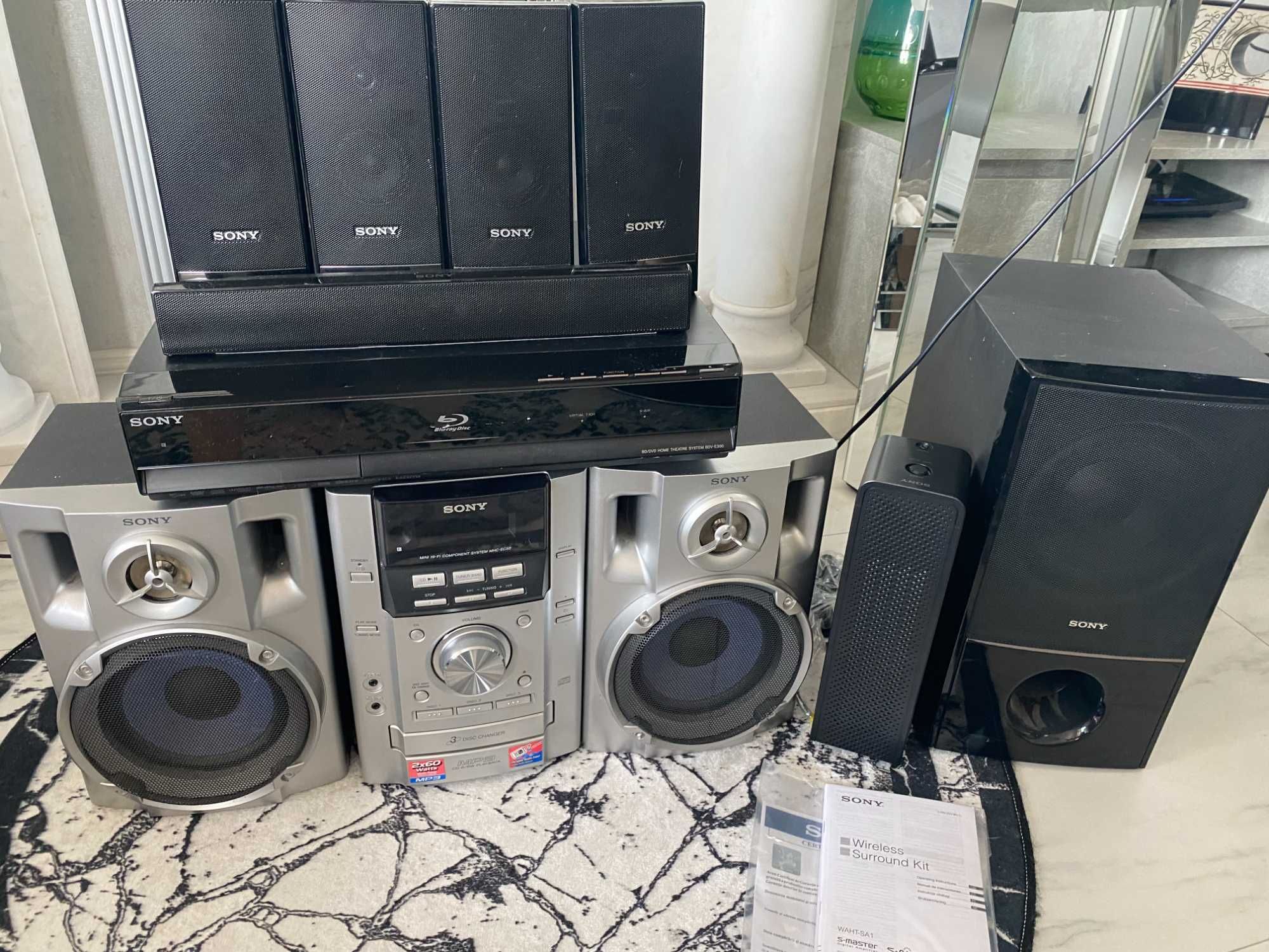 Sony Blue Ray Home Theater + S S, Mini HI FI + Wireles Kit + S Air