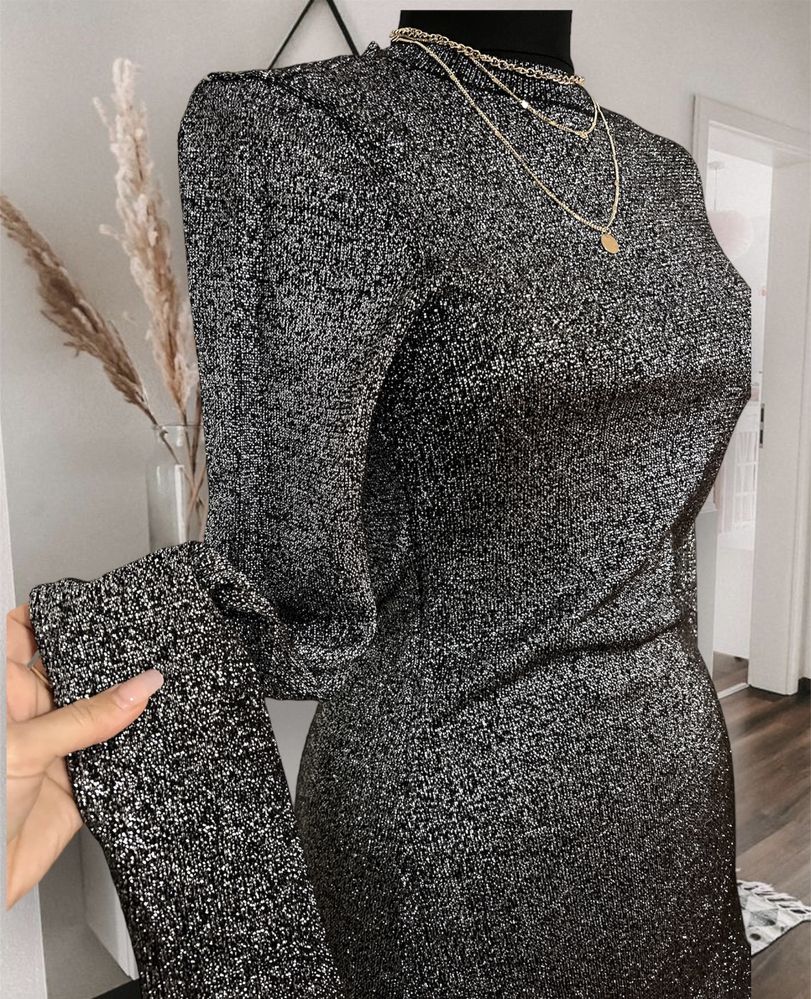 Rochie negru argintiu de toamna XS