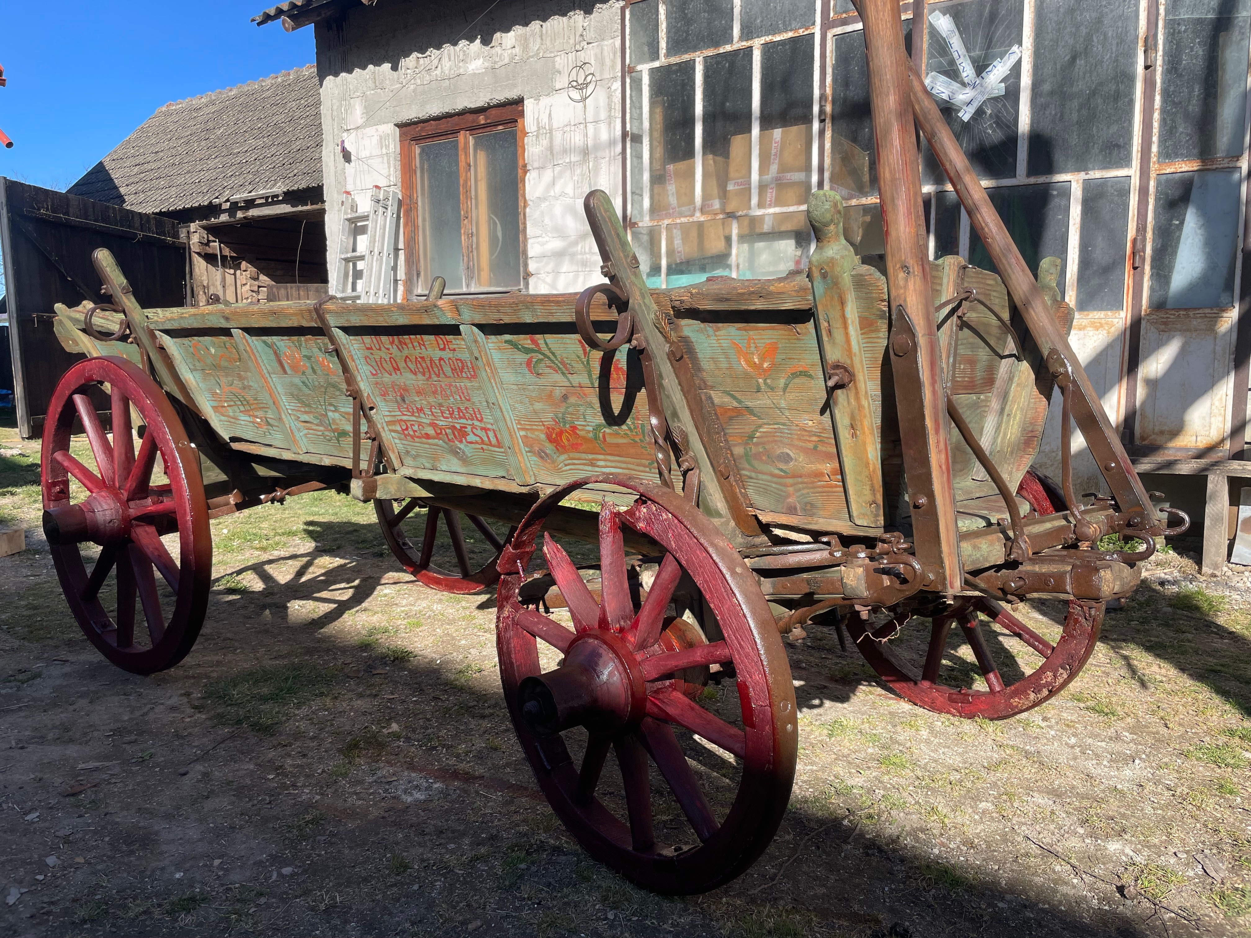 Căruță Rustica 1955 lemn țintuit cu fier , Car.