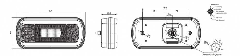 LED Светодиодни Стопове, С Букса, Ляв и Десен, 6 Функции