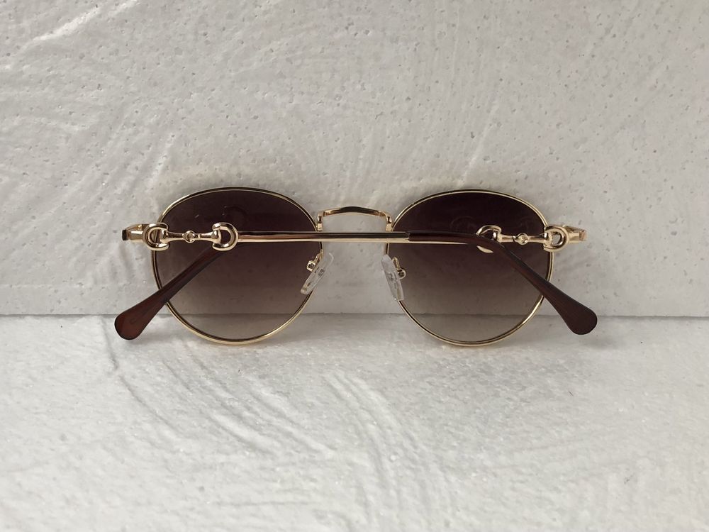 Gucci Дамски слънчеви очила кръгли 2 цвята кафяви черни GU 0302