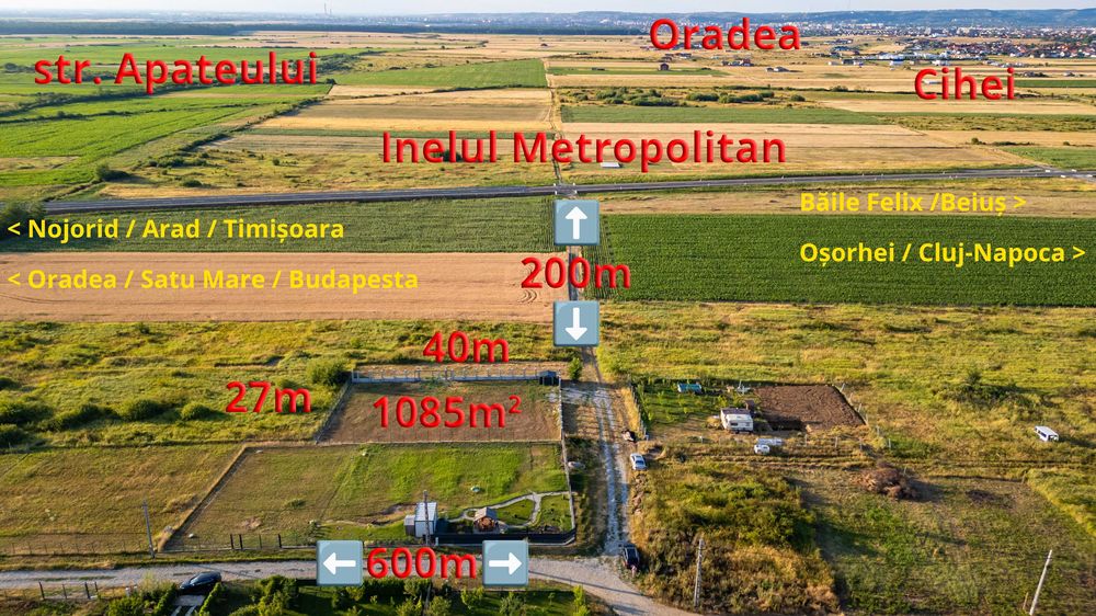 Teren de închiriat Cihei / Apateu / Inel Metropolitan 1085mp îngrădit
