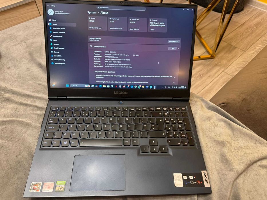 Laptop Gaming Lenovo Legio 5•Ryzen 7 • RTX 3060 • 16GB RAM • SSD 512GB