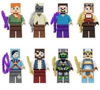 Set 8 Minifigurine tip Lego Minecraft cu Alex, Husk, Steve si Players