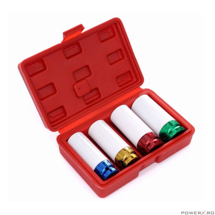 Set chei tubulare impact pentru jante 17/19/21/22 mm, 1/2", 4 piese,