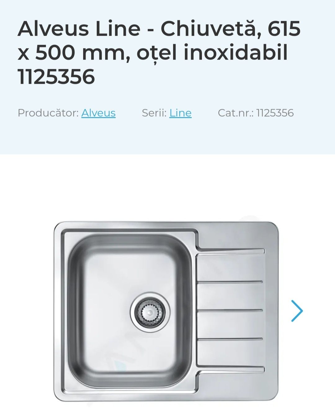 Chiuveta inox Alveus cu baterie inclusa