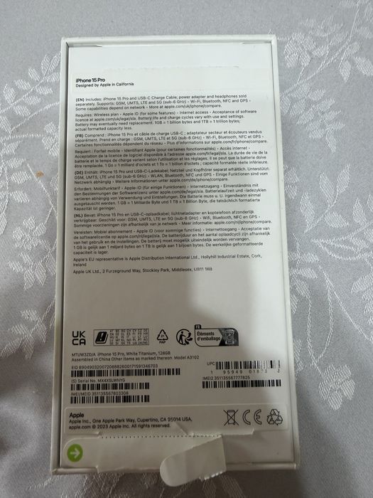 Iphone 15 pro 128GB white titanium като нов