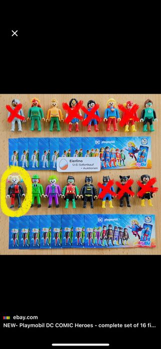 Меняю повторку Харли из Kinder DC playmobil на всех без крестика