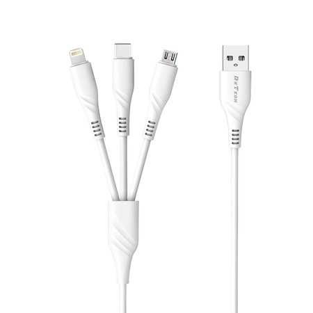 Кабел за зареждане DeTech DE-C40, 3 в 1, Micro USB, Lightning, Type-C