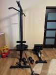 Aparat multifunctional fitness plus bara olimpica, gantere si discuri