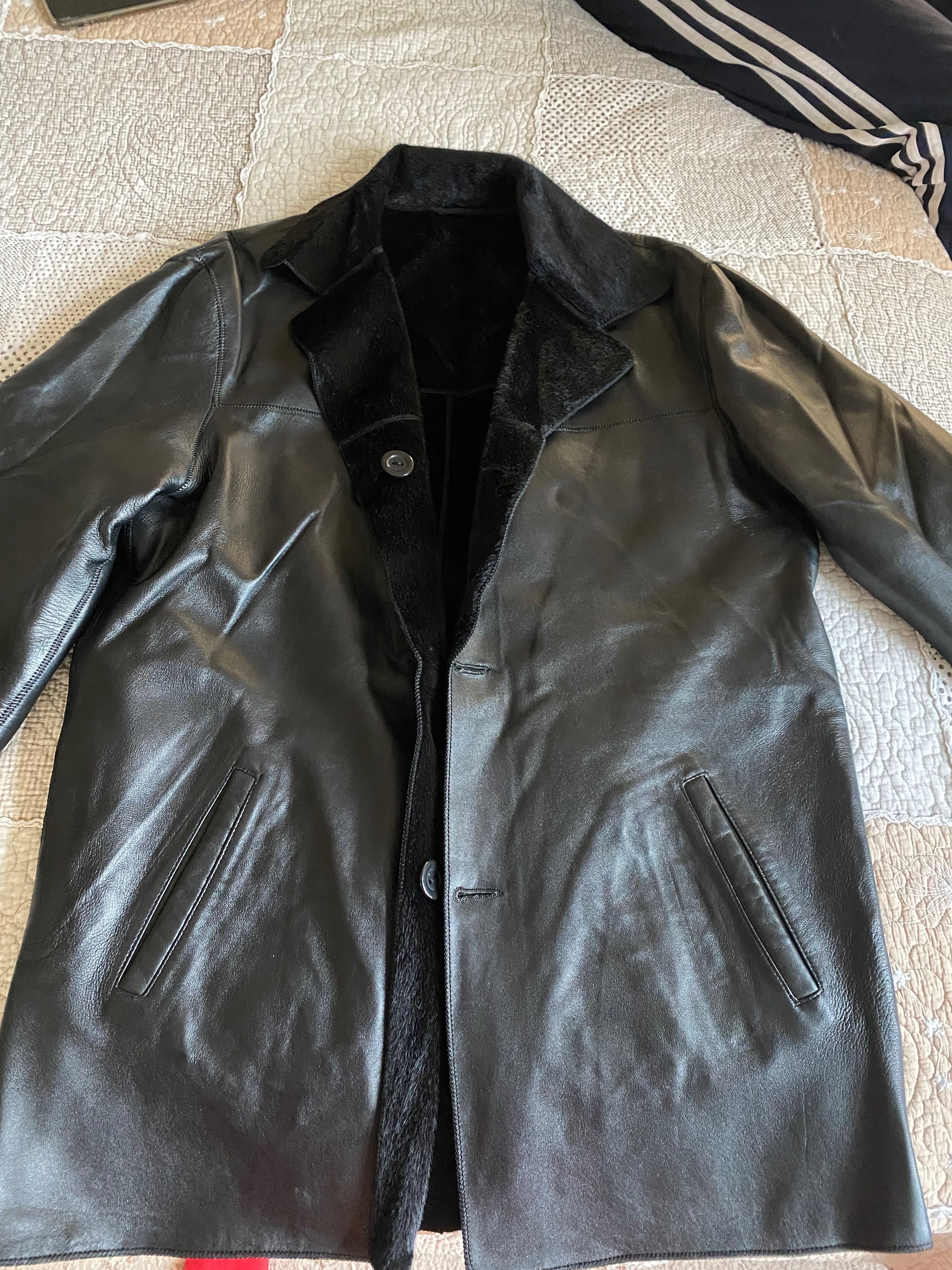 Мъжко двулицево яке, естествена кожа, уникално, XL