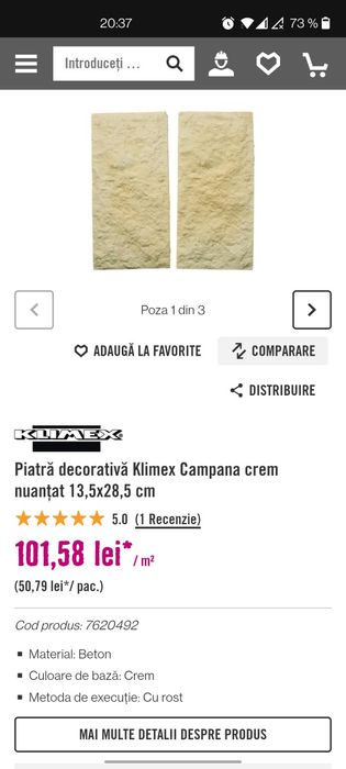 Piatră decorativă Klimex Campana crem