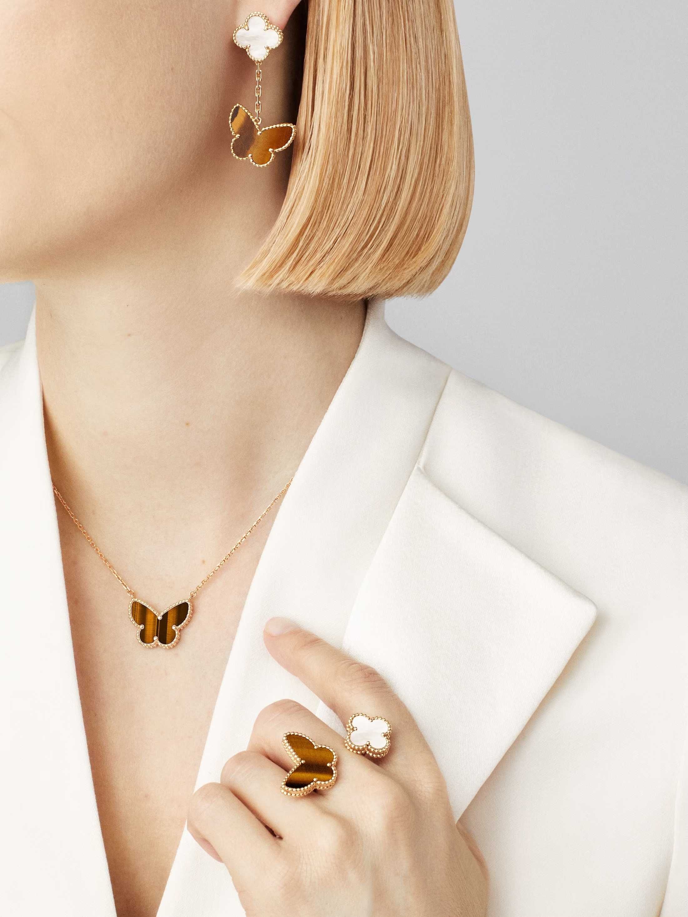 Van Cleef & Arpels VCA Silver Alhambra Tiger Butterfly Дамско Колие