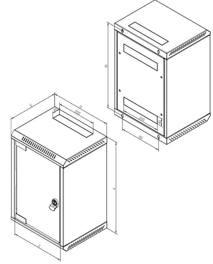 Schrack dv610009-a - комуникац. шкаф за стенен м-ж W310xH470xD260, 10"