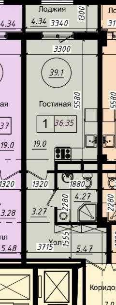 Юнусабад. р-н САМПи Новостройка коробка 39,3м2   27510 у.е.