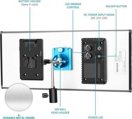 Panou Neewer Bi Color 1320 LED, accesorii incluse si geanta transport