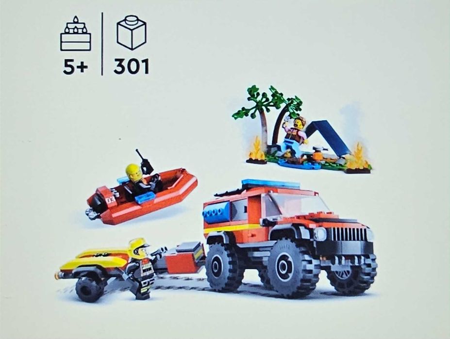 LEGO City - Camion 4x4 si barca de pompieri 60412, 301 piese
