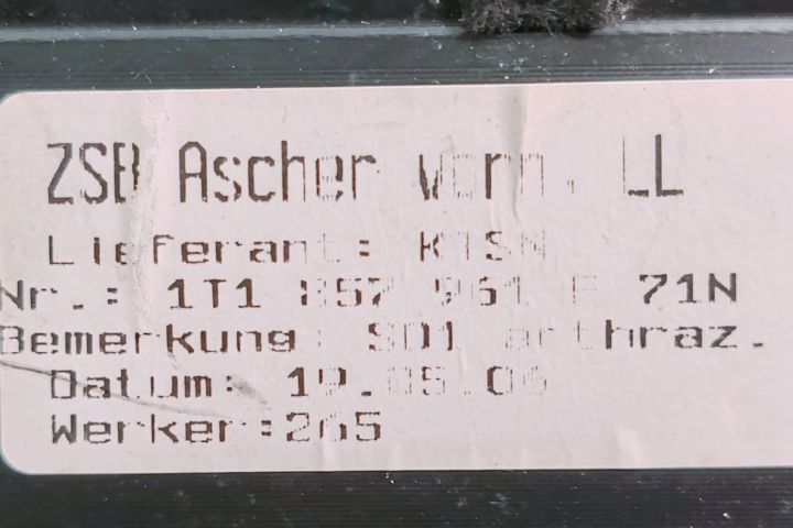 Scrumiera  1T1857961F Volkswagen VW Touran prima generatie