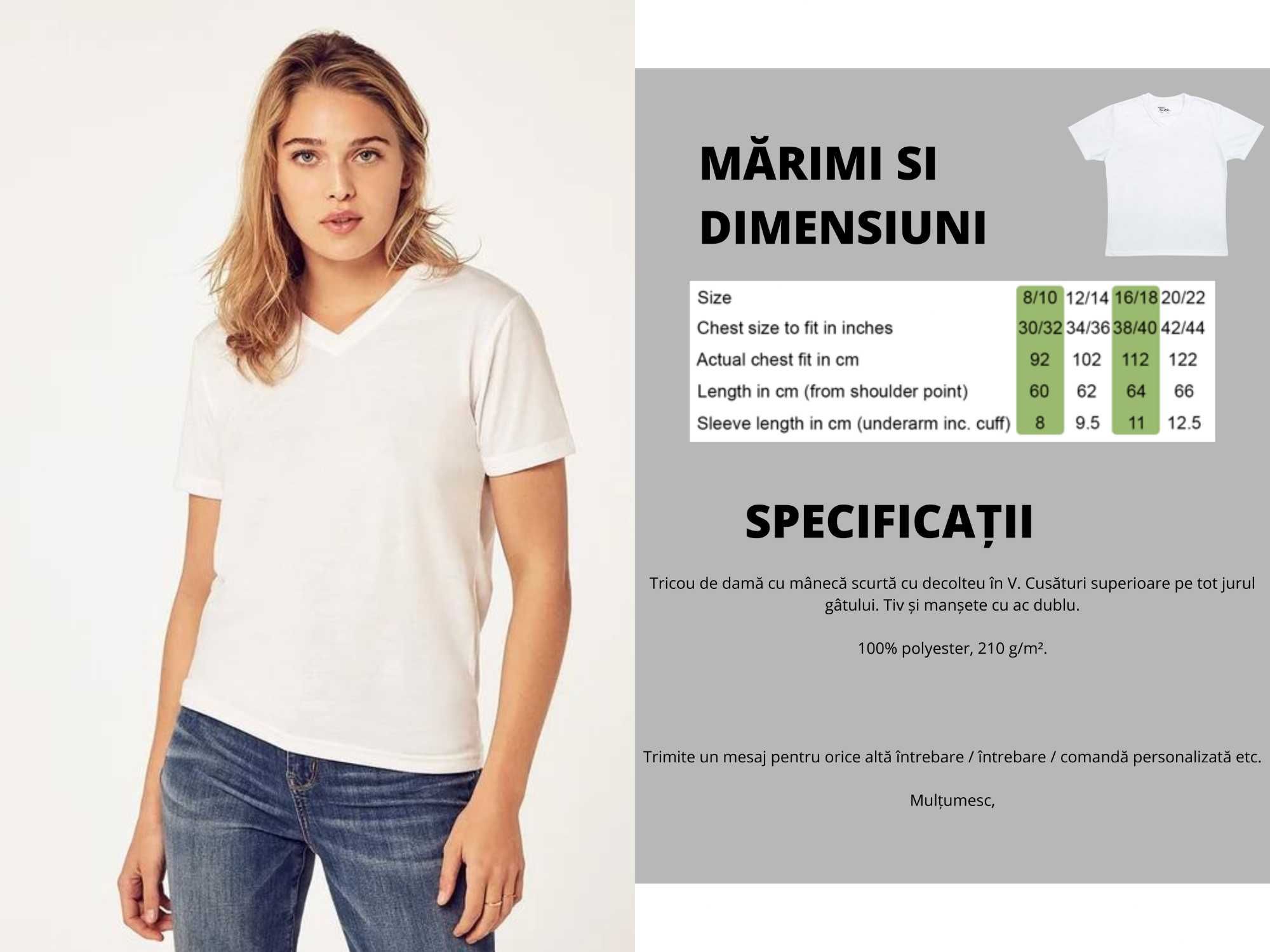 Tricou personalizat pentru femei - Gat rotund / in V - Orice design