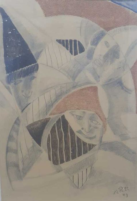 Tablou vechi cubist - semnat A. Reth 49