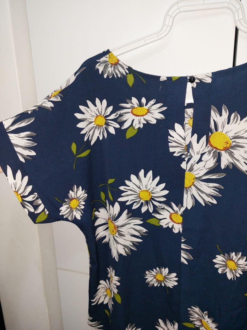 Bluza tip camasa cu maneca scurta si imprimeu de flori