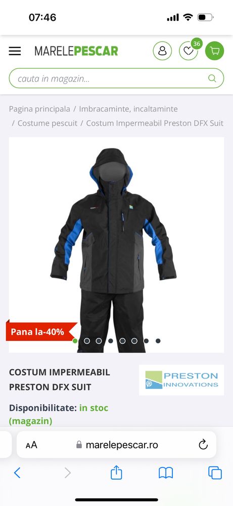 Costum pescuit Preston DFX impermeabil / nou cu eticheta