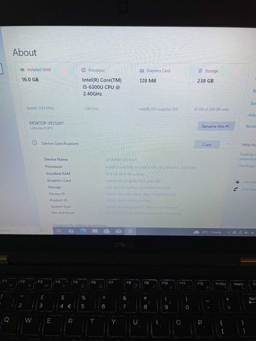 Dell Latitude E5470 - 16GB RAM, i5-6300u, 256GB SSD, WIN 10 PRO